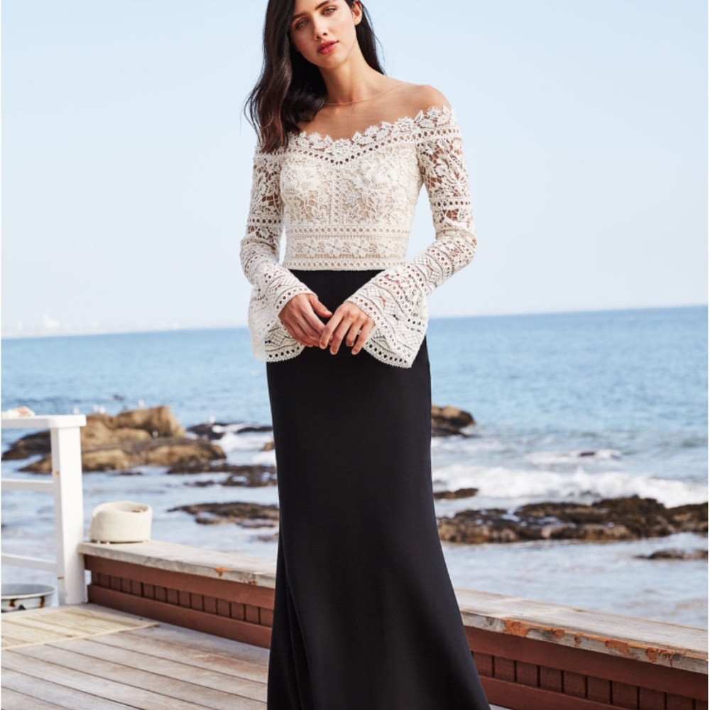 TADASHI Gown Gorgeous Ivory Tulle Lace Bodice